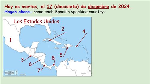 Write the name of each Spanish-speaking country.